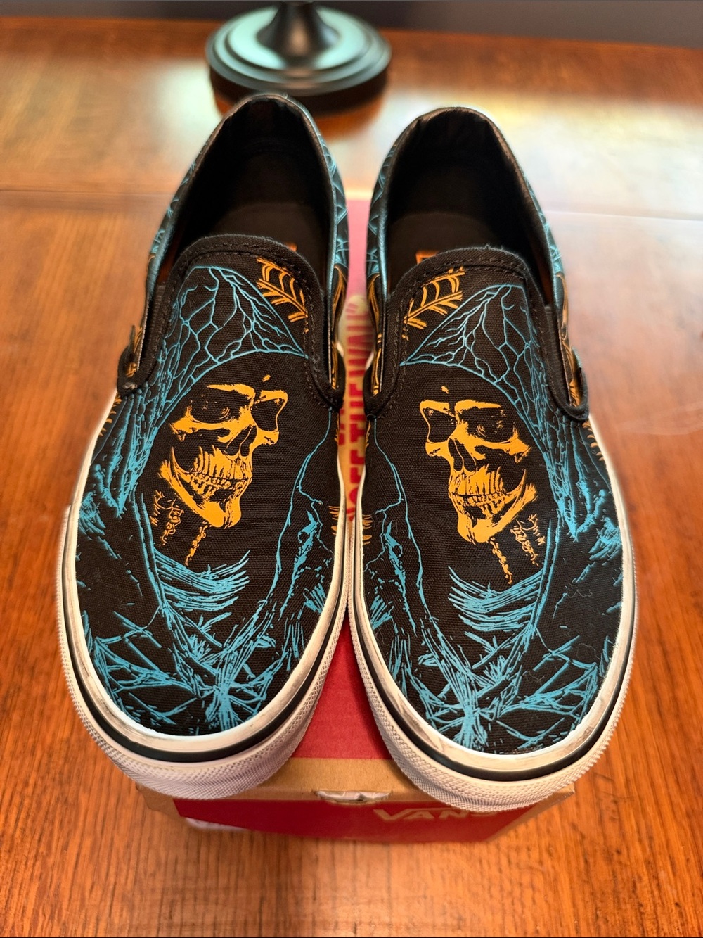 New Glow in the Dark Slip on Halloween Canvas Sneakers Reaper Graphic (Unisex)